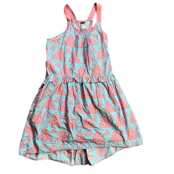 Tea collection geometric print pocket dress size 10 coral/blue - Picture 1 of 4